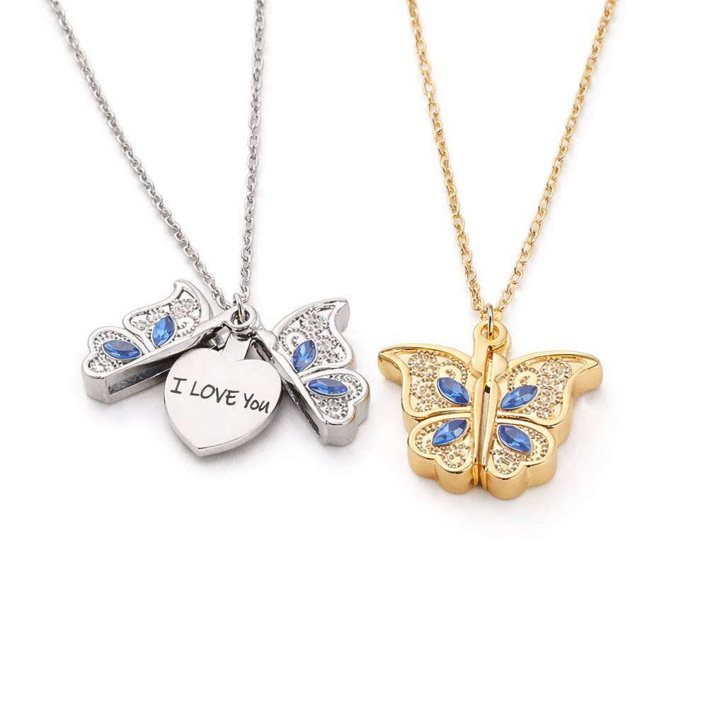 👉 Butterfly Love Necklace ❤️ – Hidden Message “I Love You” Pendant (Waterproof & Tarnish-Free)