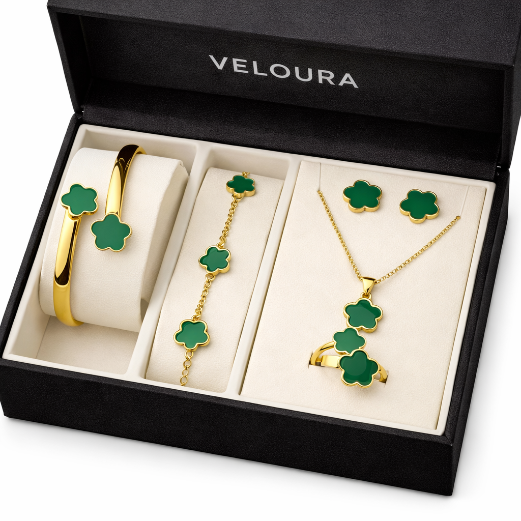 Luxury Clover Jewelry Set 💙 – Full Waterproof Jewelry Collection